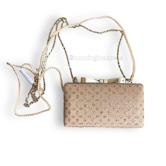 Kate Landry Gold Bow Clasp Evening Clutch with Chain or Braided Rope Crossbody - Picture 16 of 16